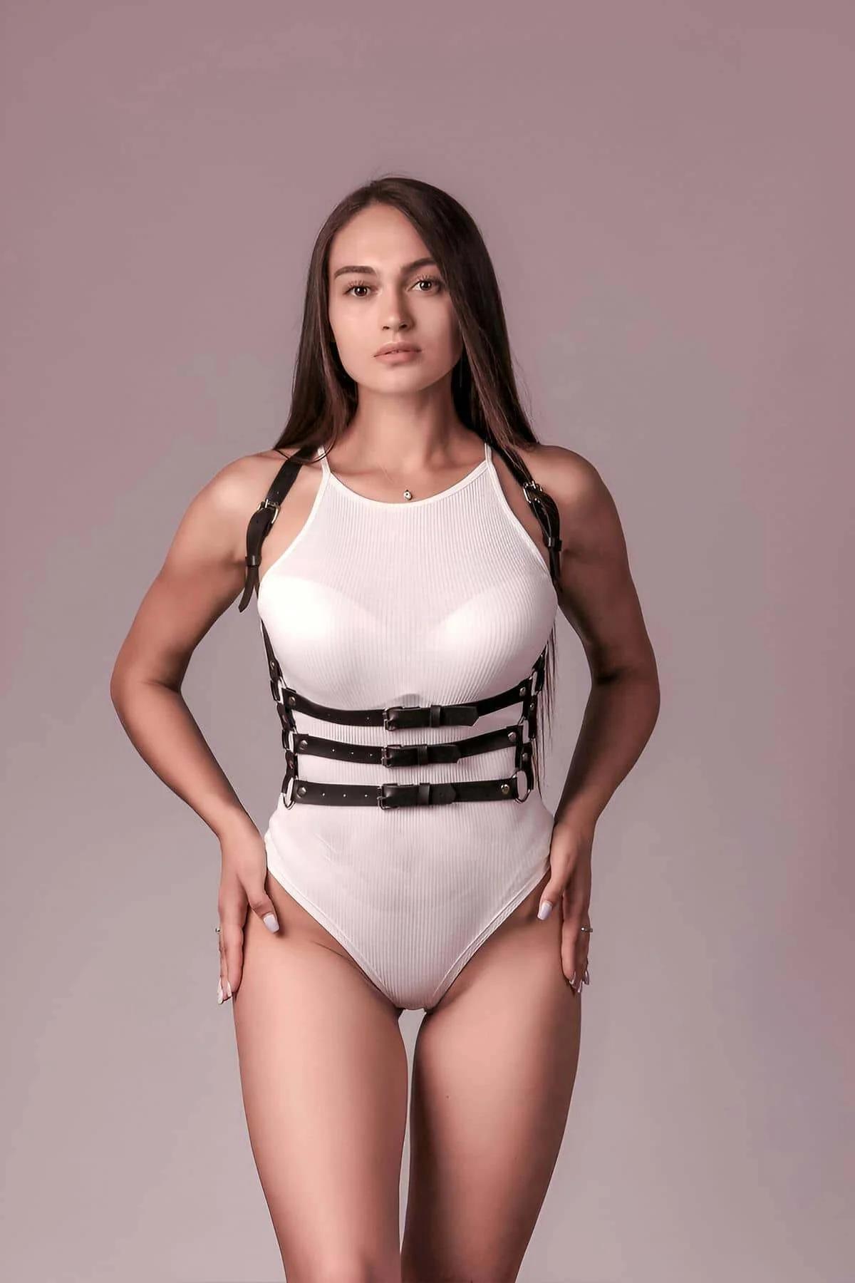 Body Harness Adjustable Faux Leather 3-Strap Fashion Accessory