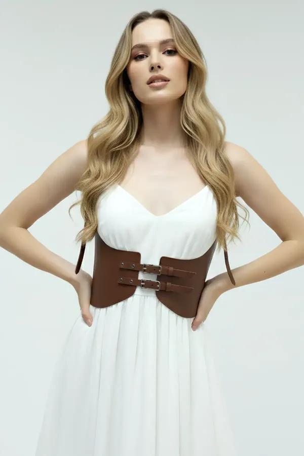 Leather Corset Belt for Women - Adjustable Waist Cincher