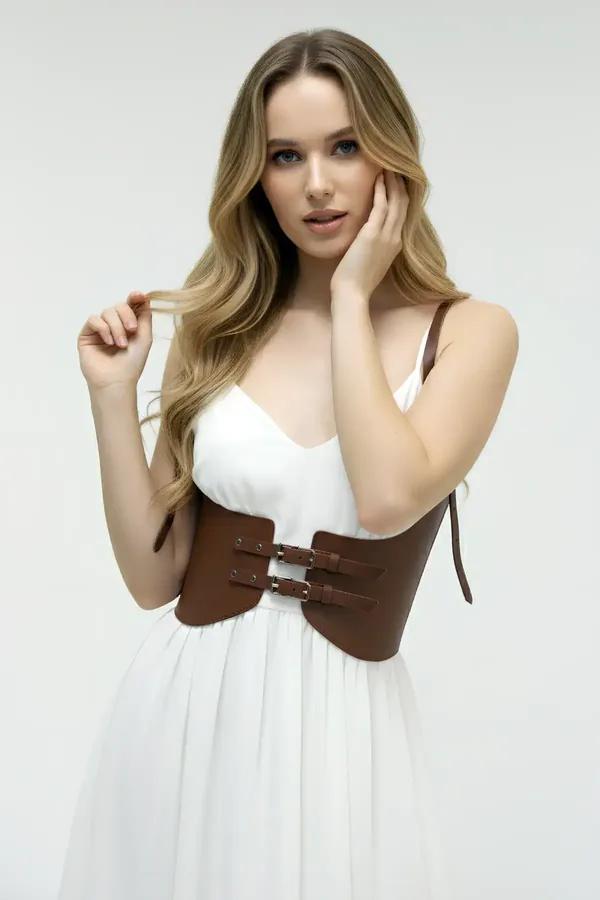 Leather Corset Belt for Women - Adjustable Waist Cincher