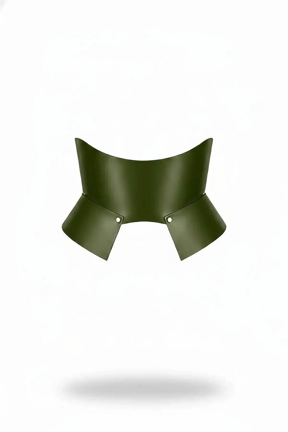 Sculptural Waist Harness with Flared Faux Leather Panels