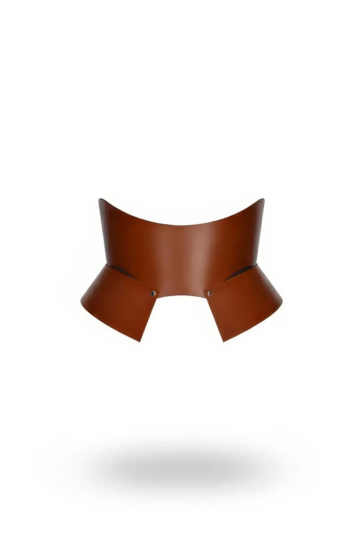 Structured Faux Leather Waist Cinch Harness with Flared Panels