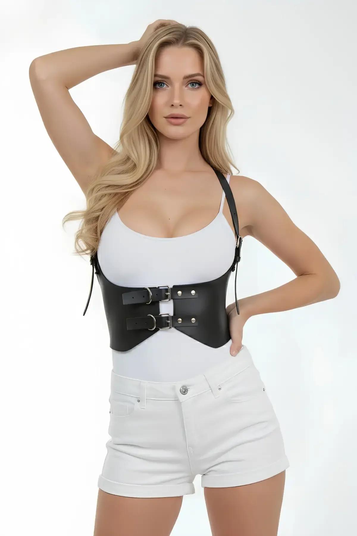 Underbust Waist Cincher Harness with Buckle Detailing