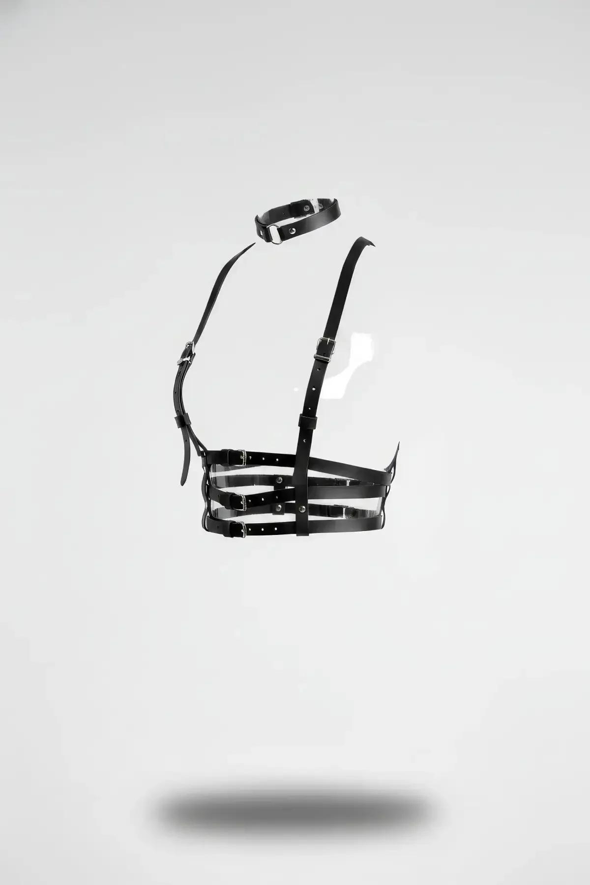 Multi-Strap Faux Leather Body Harness with Choker Set