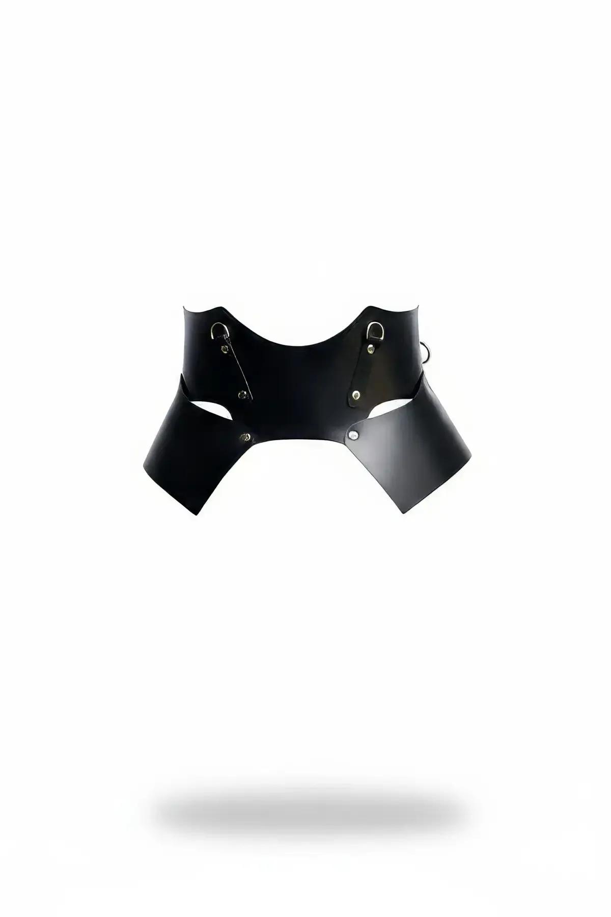 Wide Panel Faux Leather Waist Harness with D-Rings