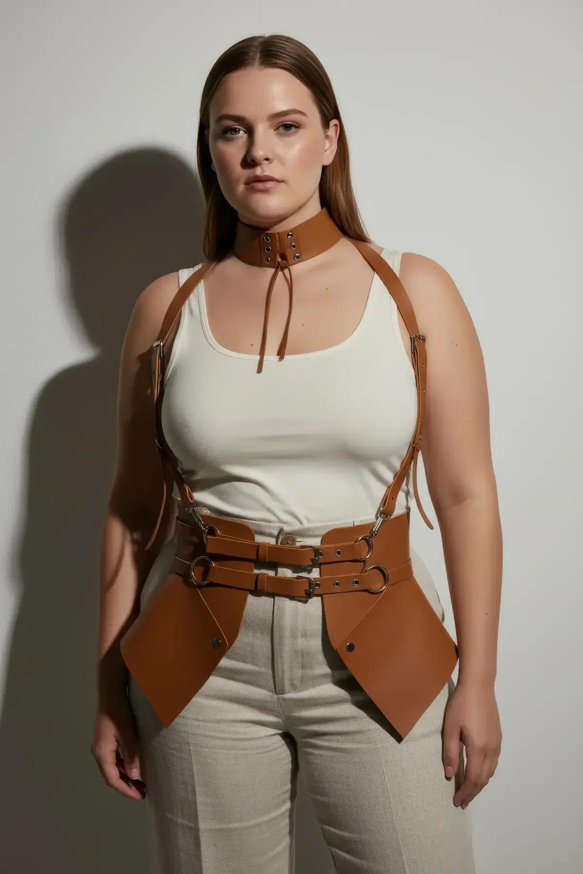 Waspie Corset Harness with Choker & Shoulder Straps