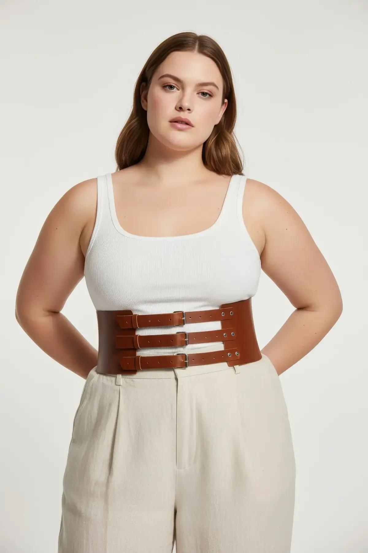 Three-Buckle Wide Waist Cinch Harness Belt