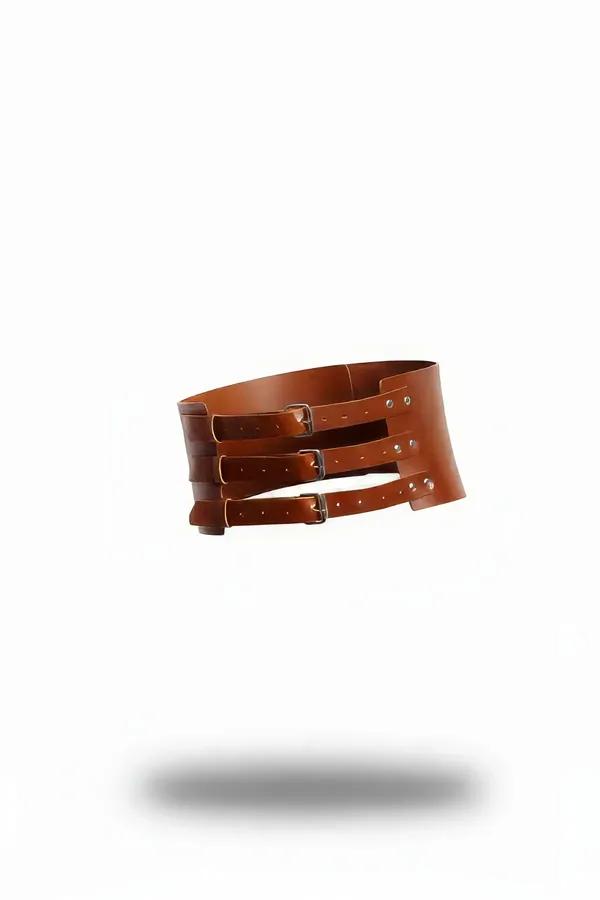 Wide Corset Belt with Three Buckle Straps