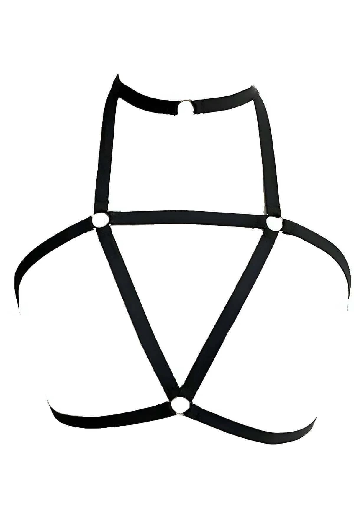 Black Fashion Chest Harness and Choker Adjustable Straps