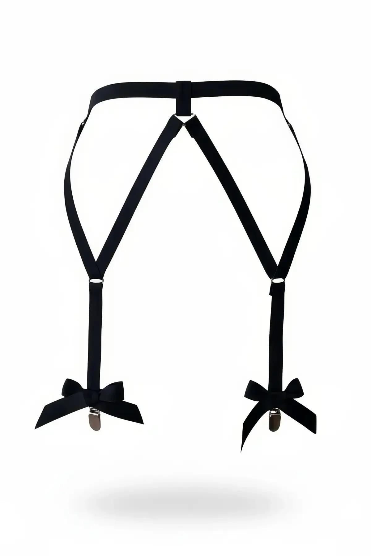Elastic Leg Garter Harness with Playful Bow Clips
