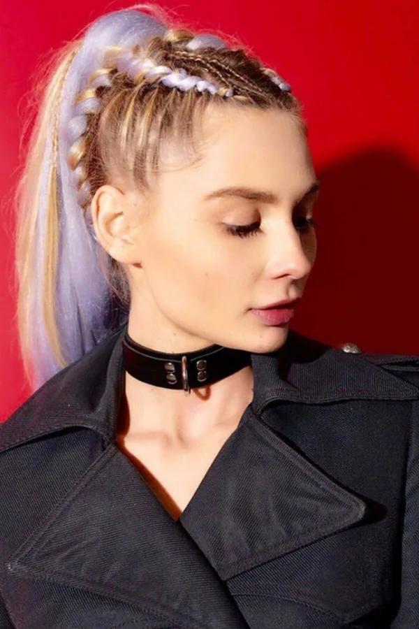 Leather Choker Collar for Women - Adjustable Black Design
