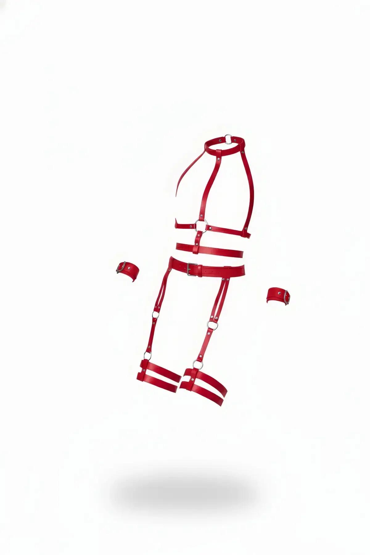 Full Body Harness Cage with Garter Straps & Wrist Cuffs
