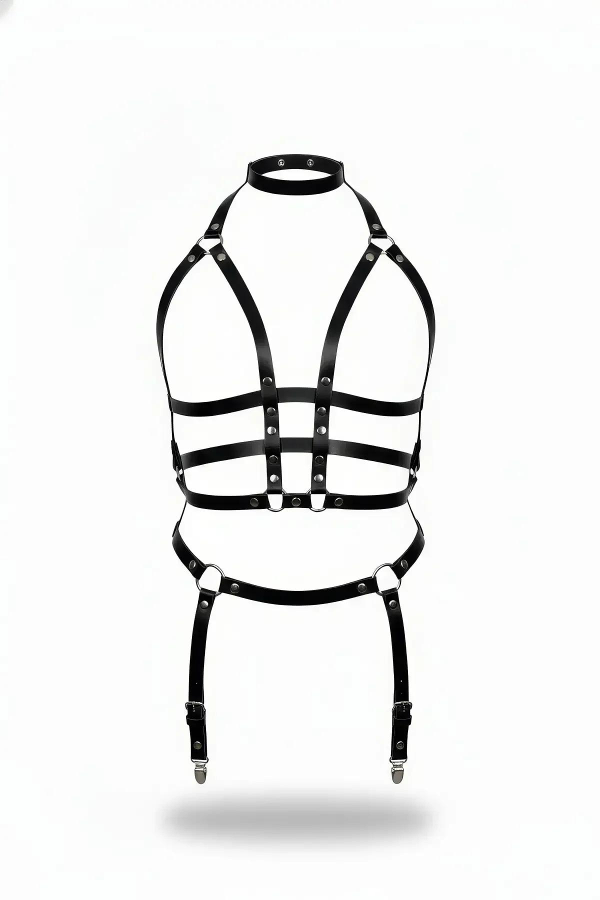 Full Body Harness with Halter Choker and Garter Straps