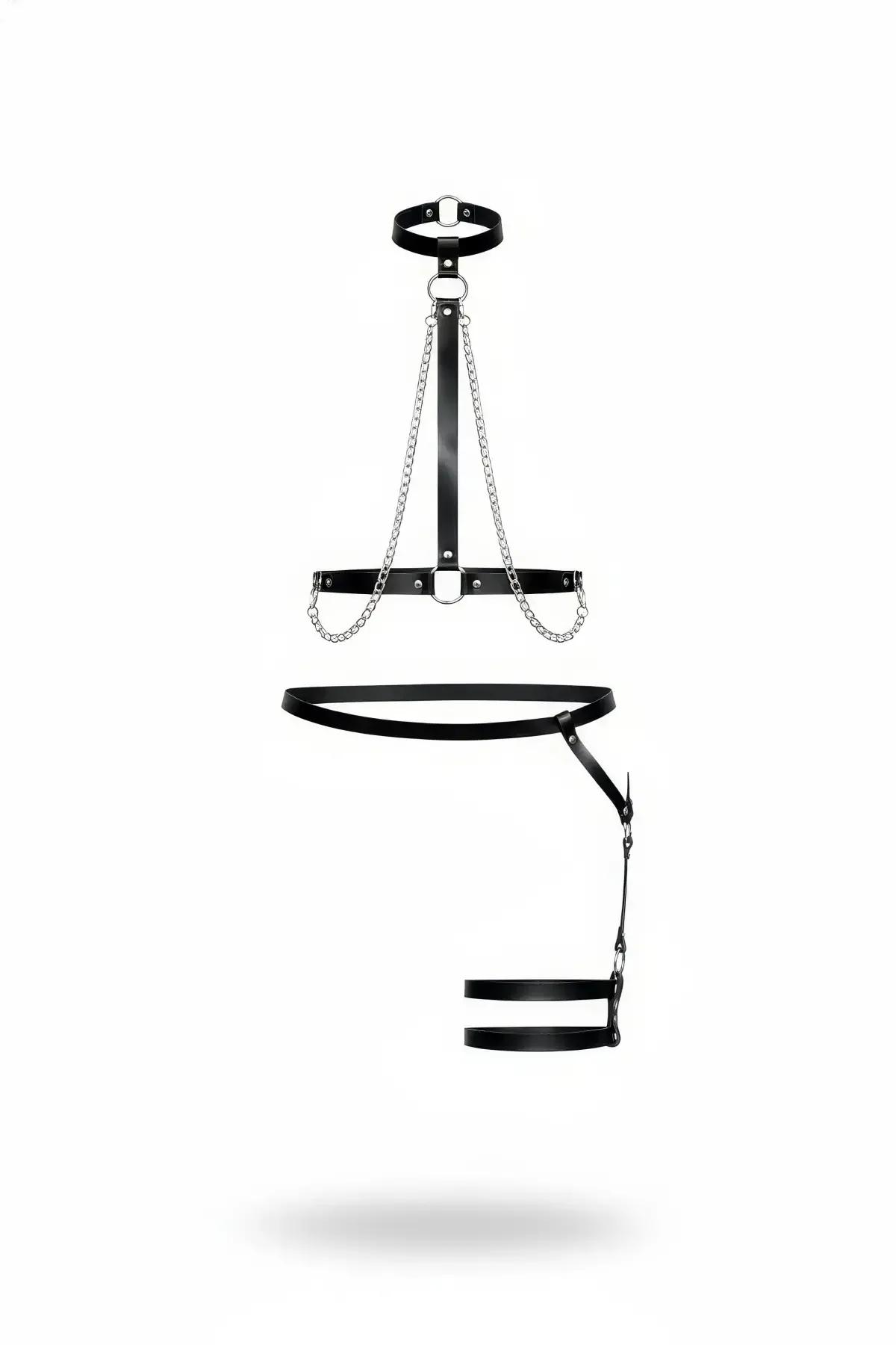 Detachable Chain Harness Set with Collar & Thigh Straps
