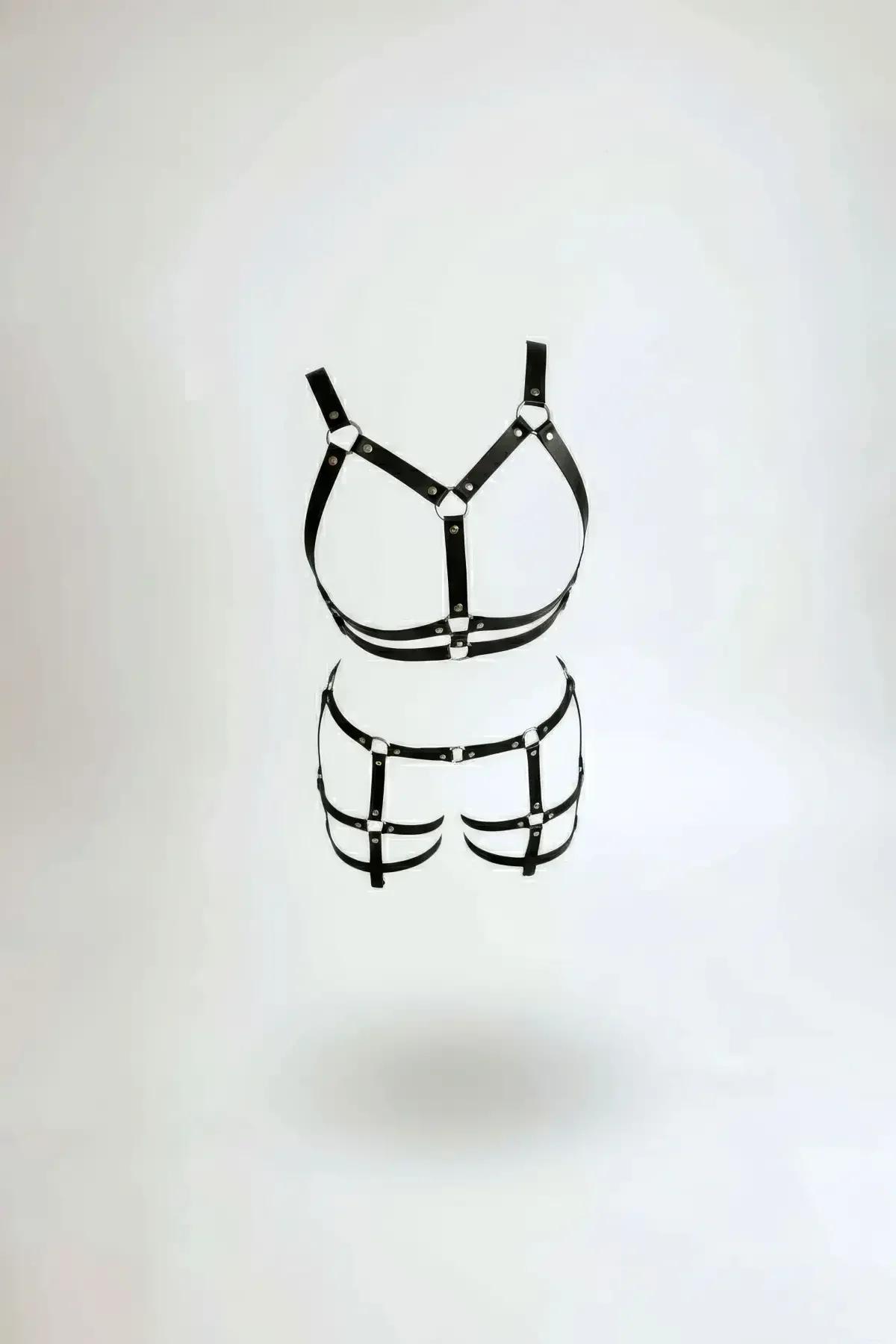 O-Ring Faux Leather Body Harness & Short Set