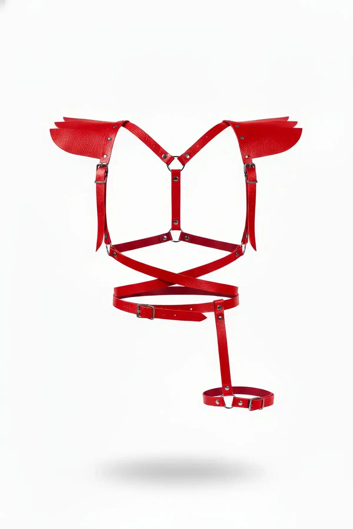 Full Body Harness with Sculpted Shoulder Pads & Thigh Garter
