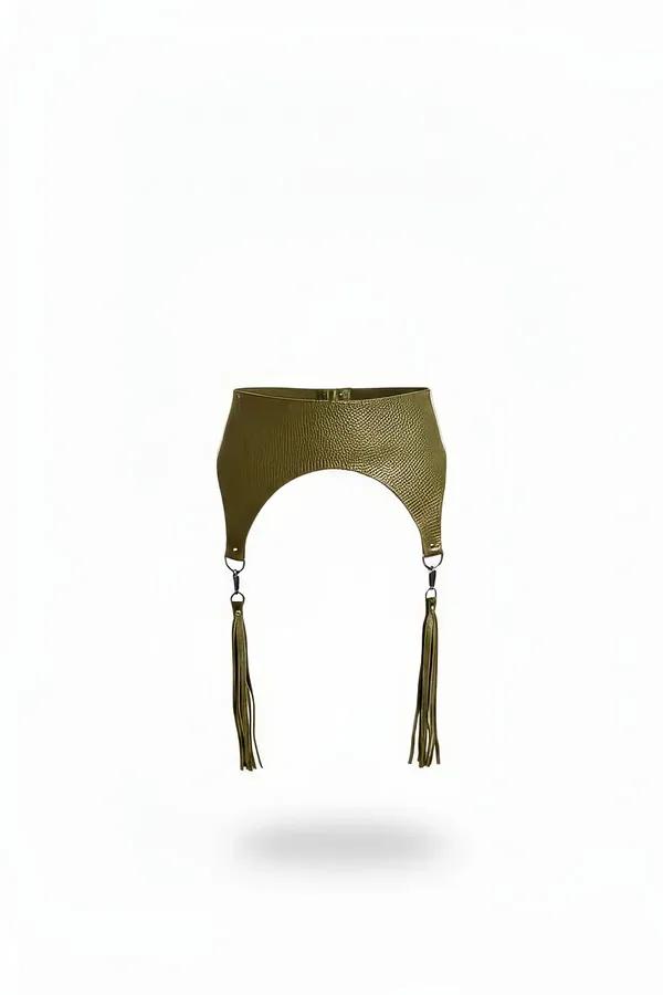 Textured Vegan Leather Waist Harness with Tassels