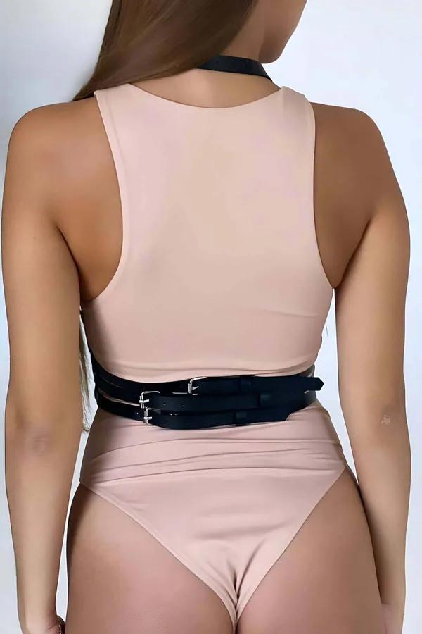 Leather Chest Harness - Adjustable Body Accessory for Women