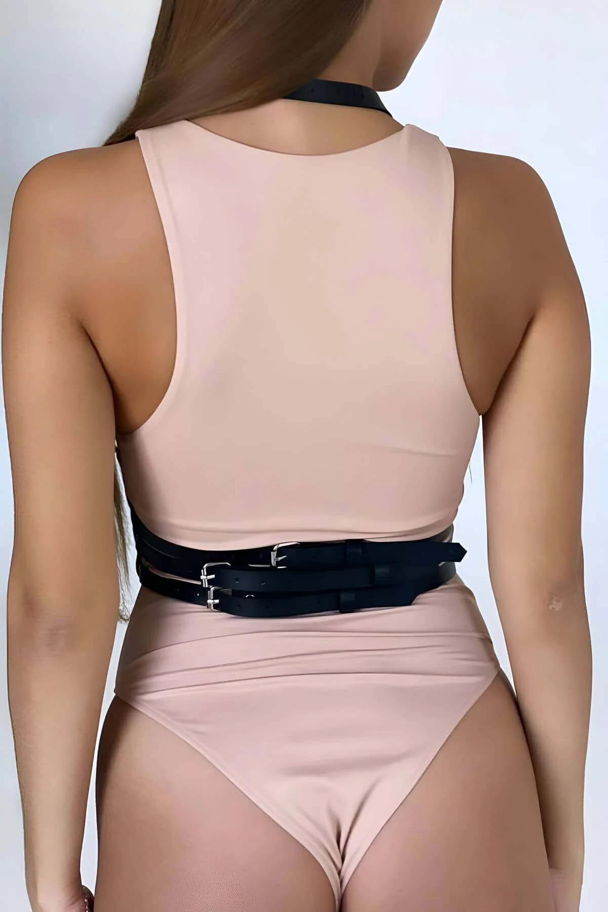 Leather Chest Harness - Adjustable Body Accessory for Women