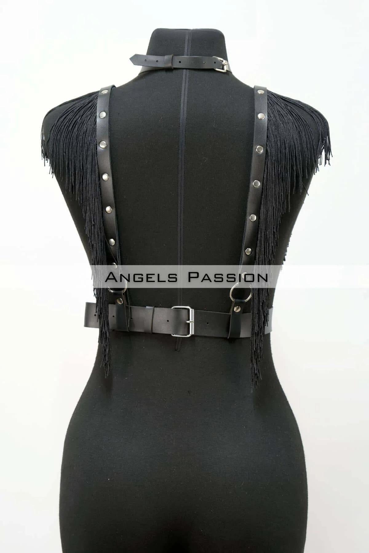 Fringe Leather Chest Harness - Adjustable Body Accessory