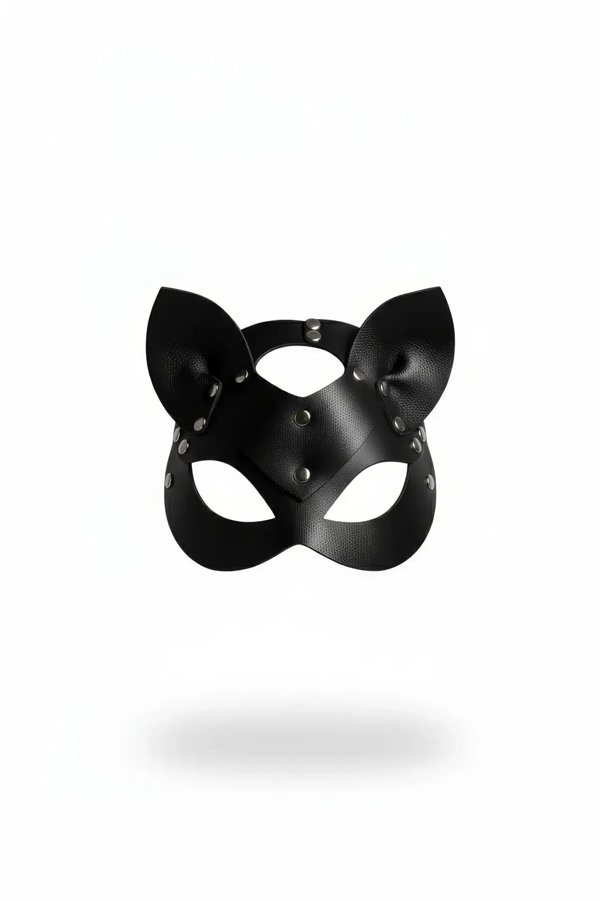 Studded Faux Leather Fox Mask with Adjustable Strap