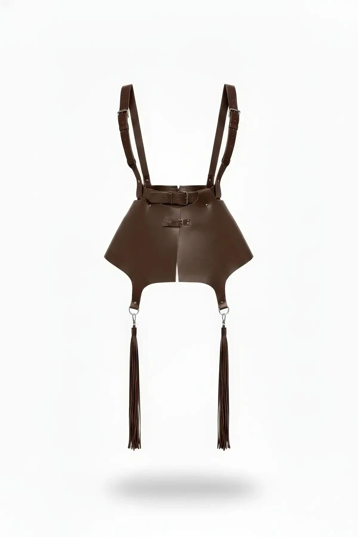 Faux Leather Waist Harness with Suspender Straps & Tassels