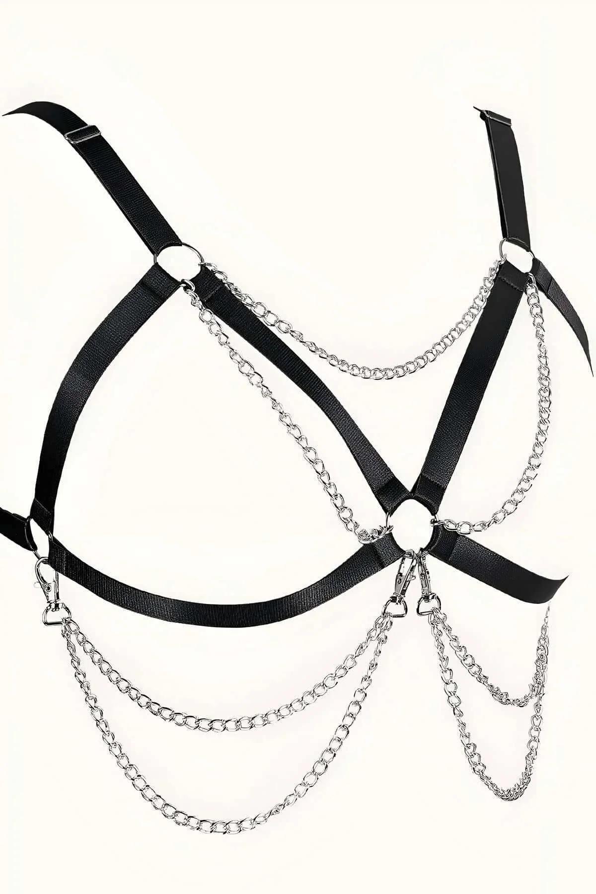 Adjustable Women's Chain Body Harness - Plus Size Fit