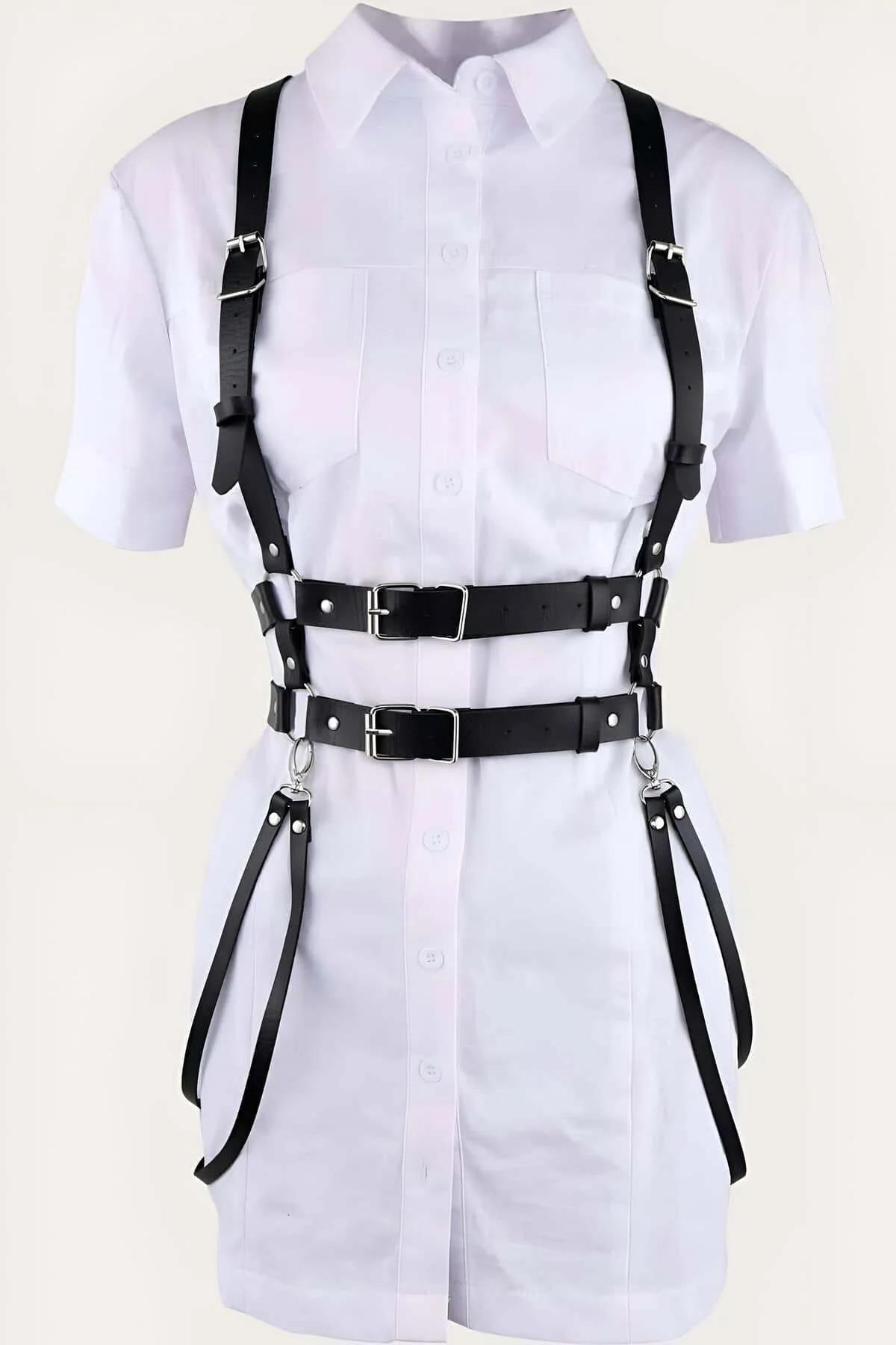 Adjustable Leather Body Harness Belt for Women