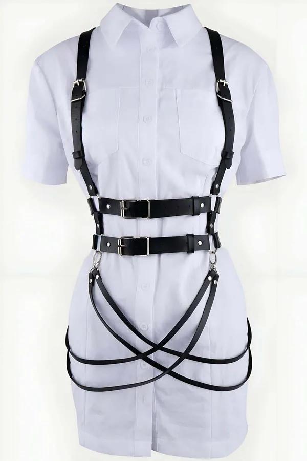Adjustable Leather Body Harness Belt for Women