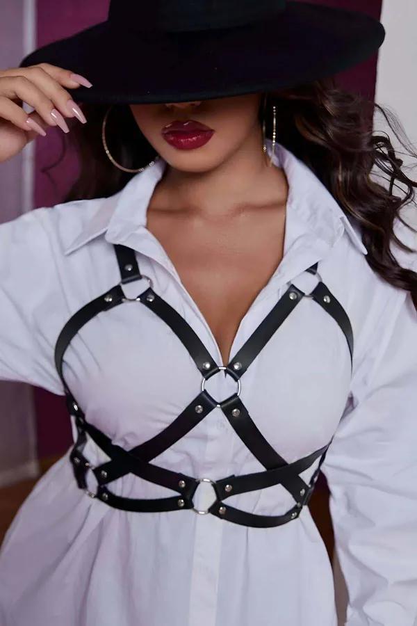 Women's Adjustable Leather Body Harness Fashion Accessory