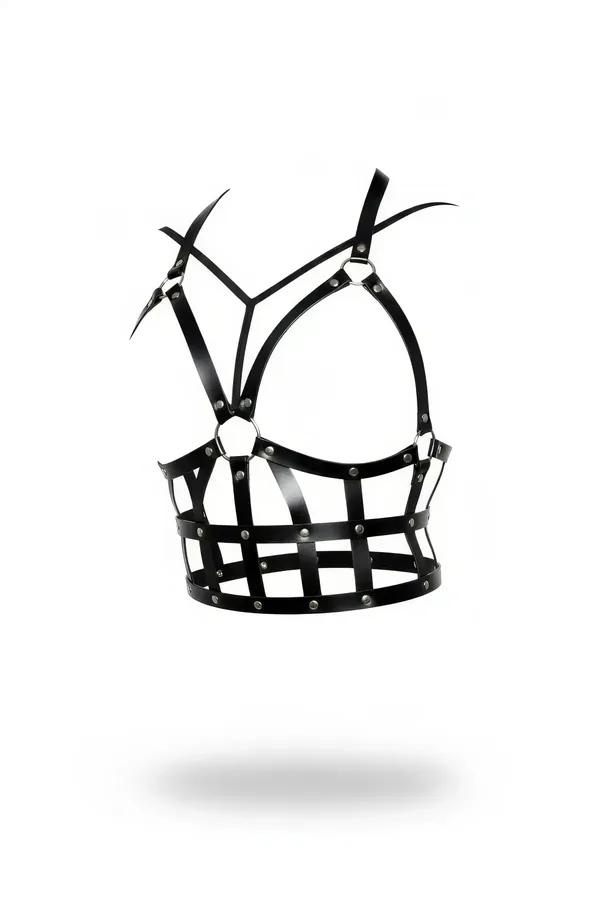 Black Studded Cage Harness Bustier Top