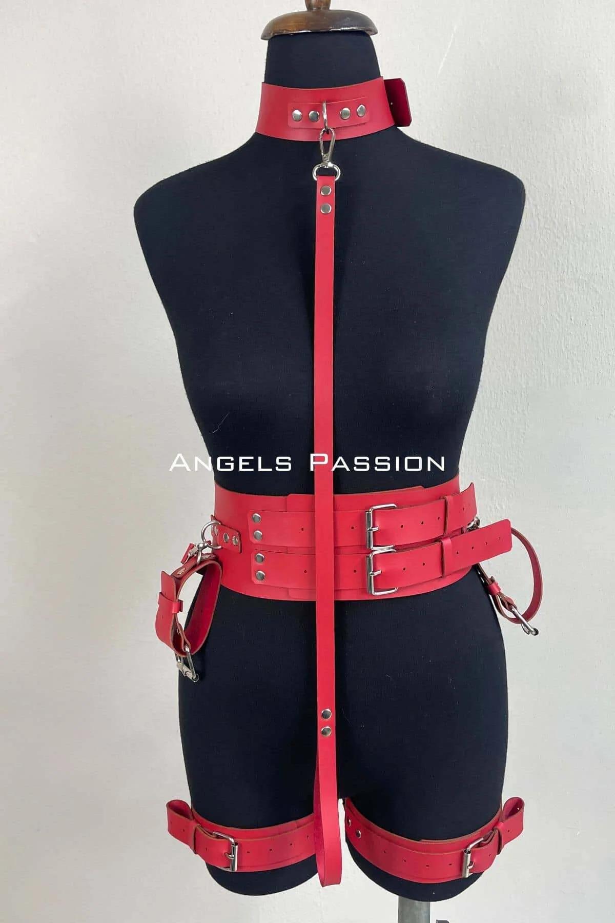 Dog Harness: Premium Red Leather Adjustable Fit for All Breeds