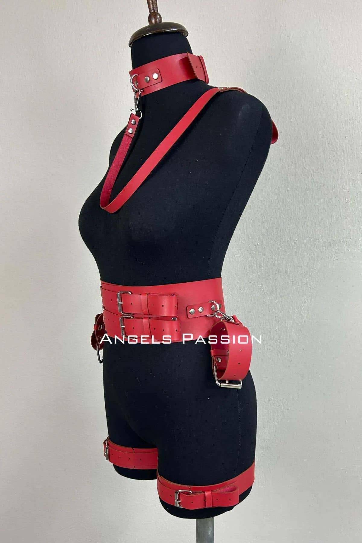 Dog Harness: Premium Red Leather Adjustable Fit for All Breeds