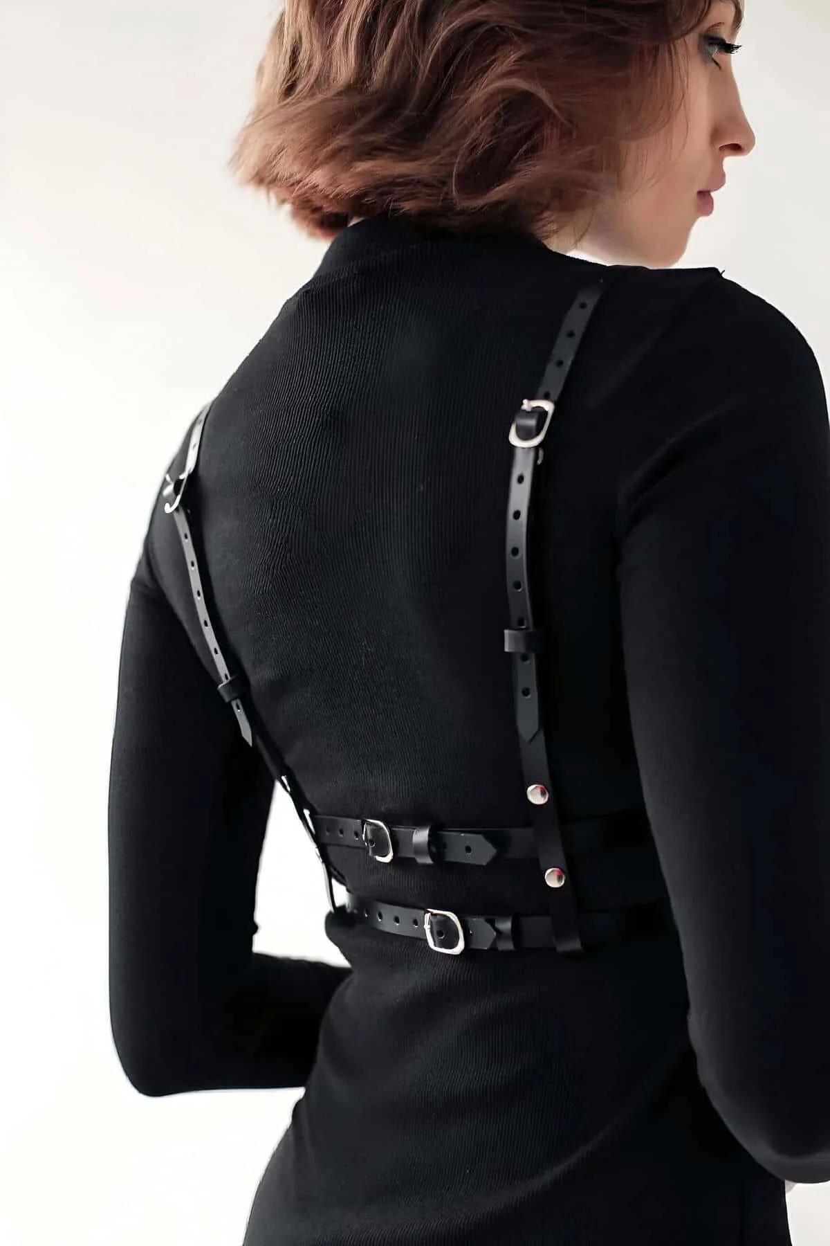 Leather Harness Bustier for Women - Adjustable Fashion Corset