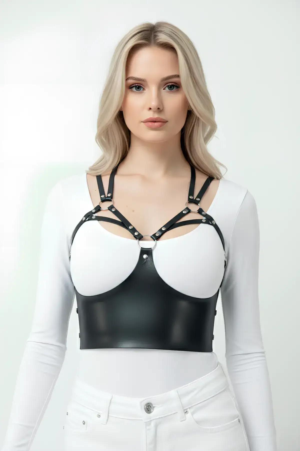 Leather Body Harness Bustier for Women - Adjustable Fashion