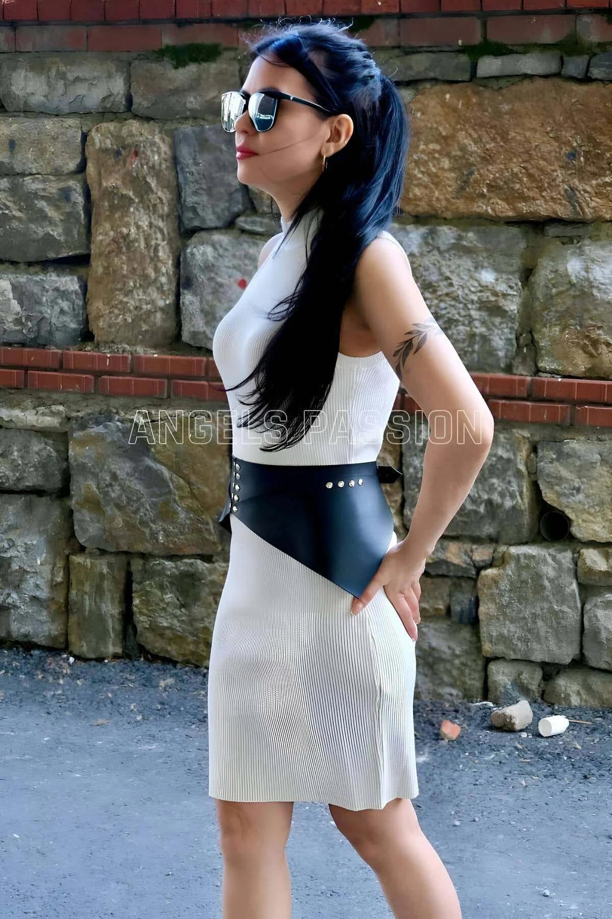 Womens Studded Waist Belt - Adjustable Faux Leather Corset