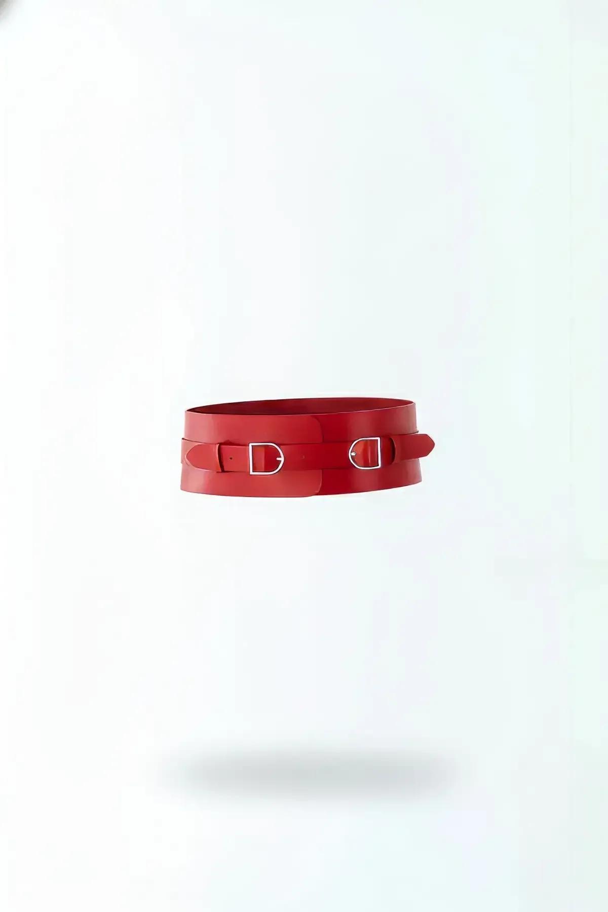Wide Waist Cinch Harness Belt with Dual D-Ring Buckles