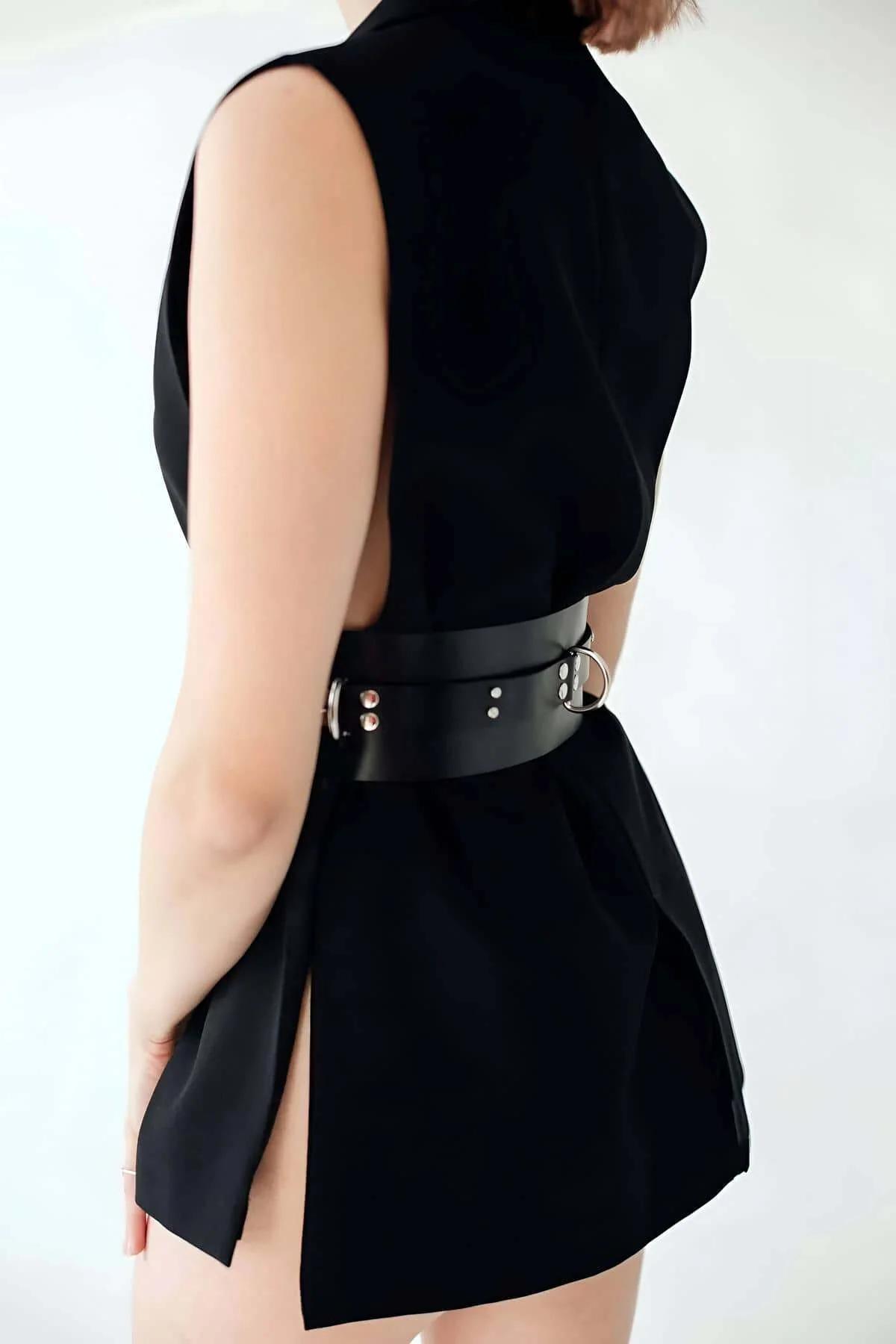 Women's Wide Leather Corset Belt - Adjustable Waist Cinch