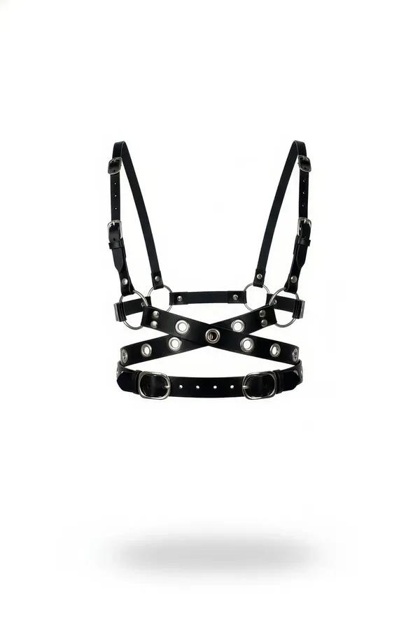 X-Cross Grommeted Faux Leather Chest Harness