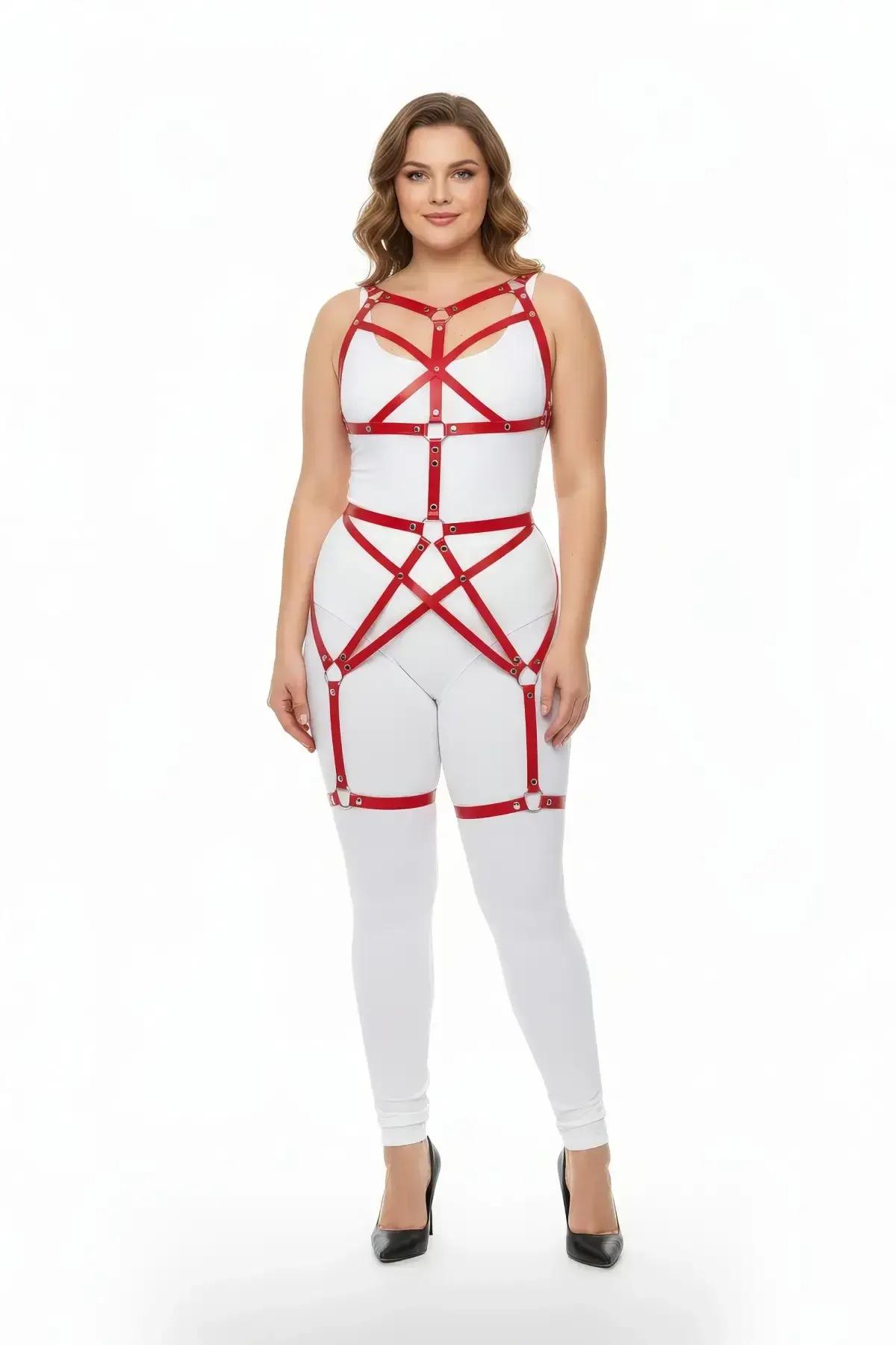 Plus Size Full Body Harness – Adjustable Red Strap Accessory