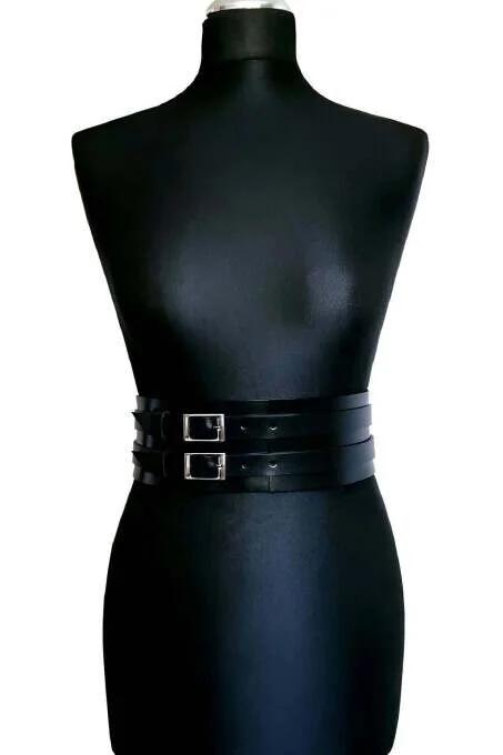 Leather Waist Harness Belt - Adjustable Double Buckle Style