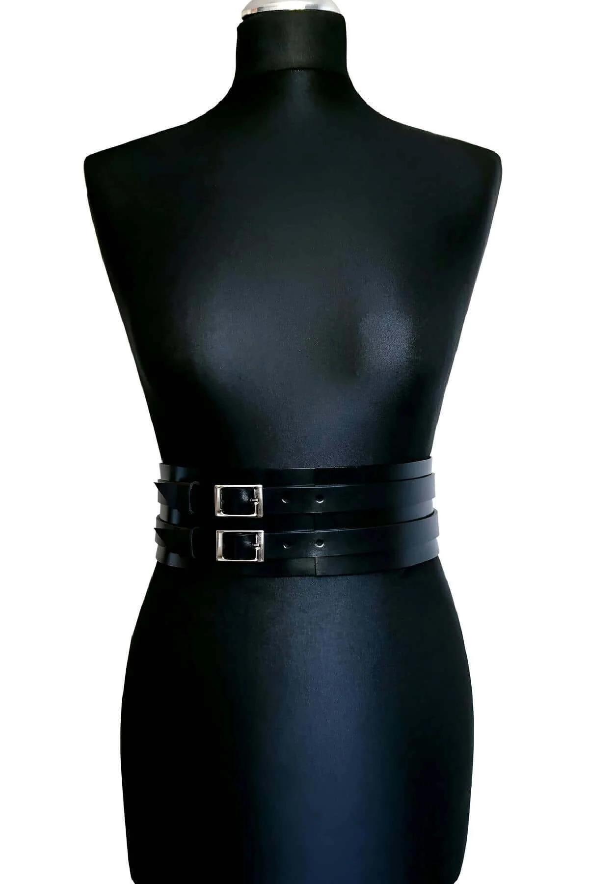 Leather Waist Harness Belt - Adjustable Double Buckle Style