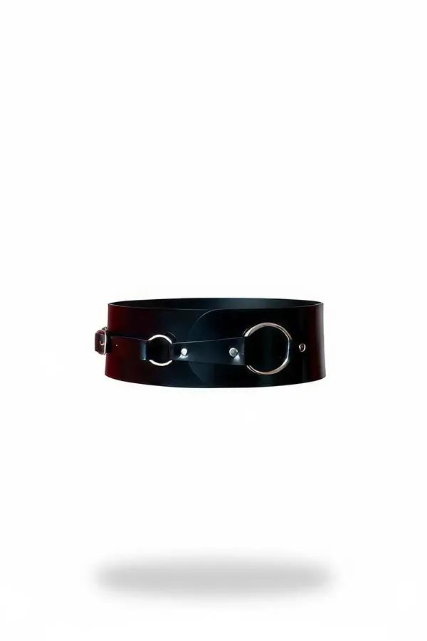 Wide Faux Leather Waist Belt with Dual O-Rings