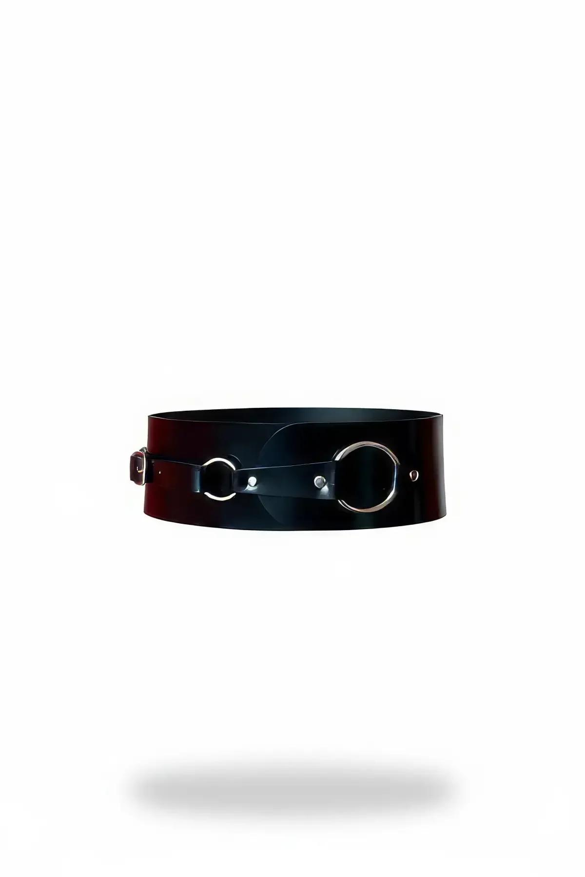 Wide Faux Leather Waist Belt with Dual O-Rings
