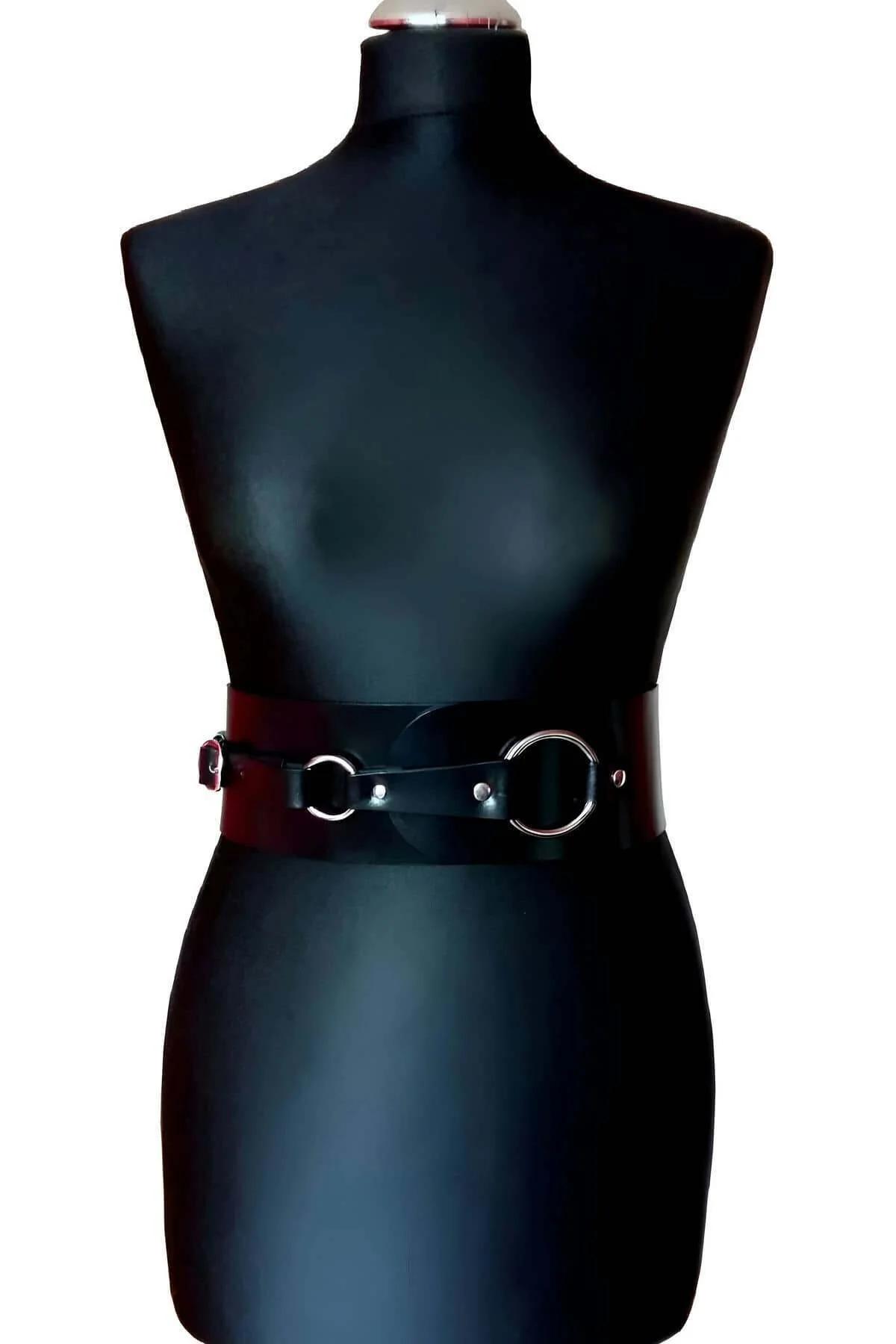 Womens Leather Harness Belt - Adjustable Waist Corset