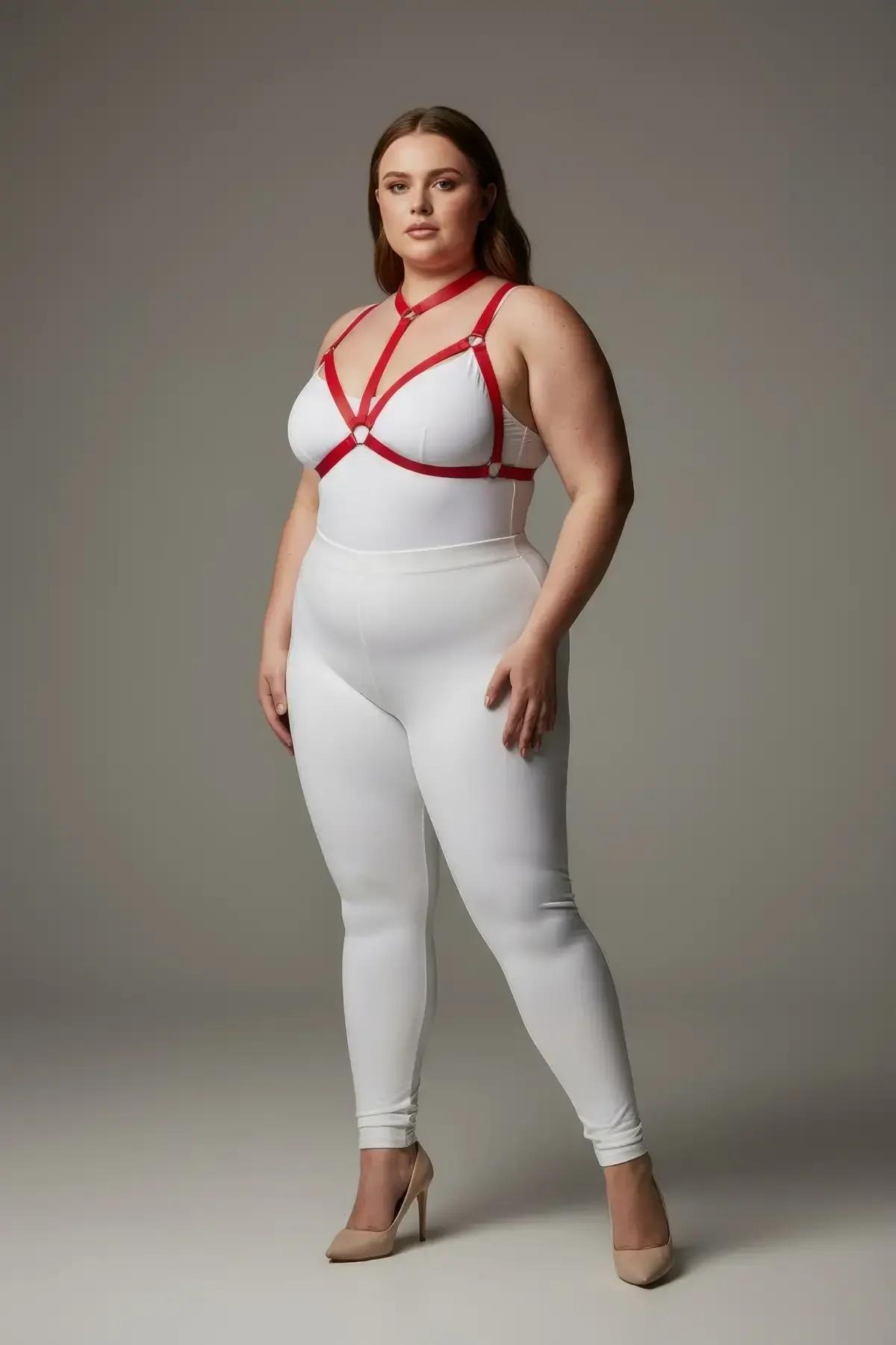 Strappy Red Harness with O-Ring Accents