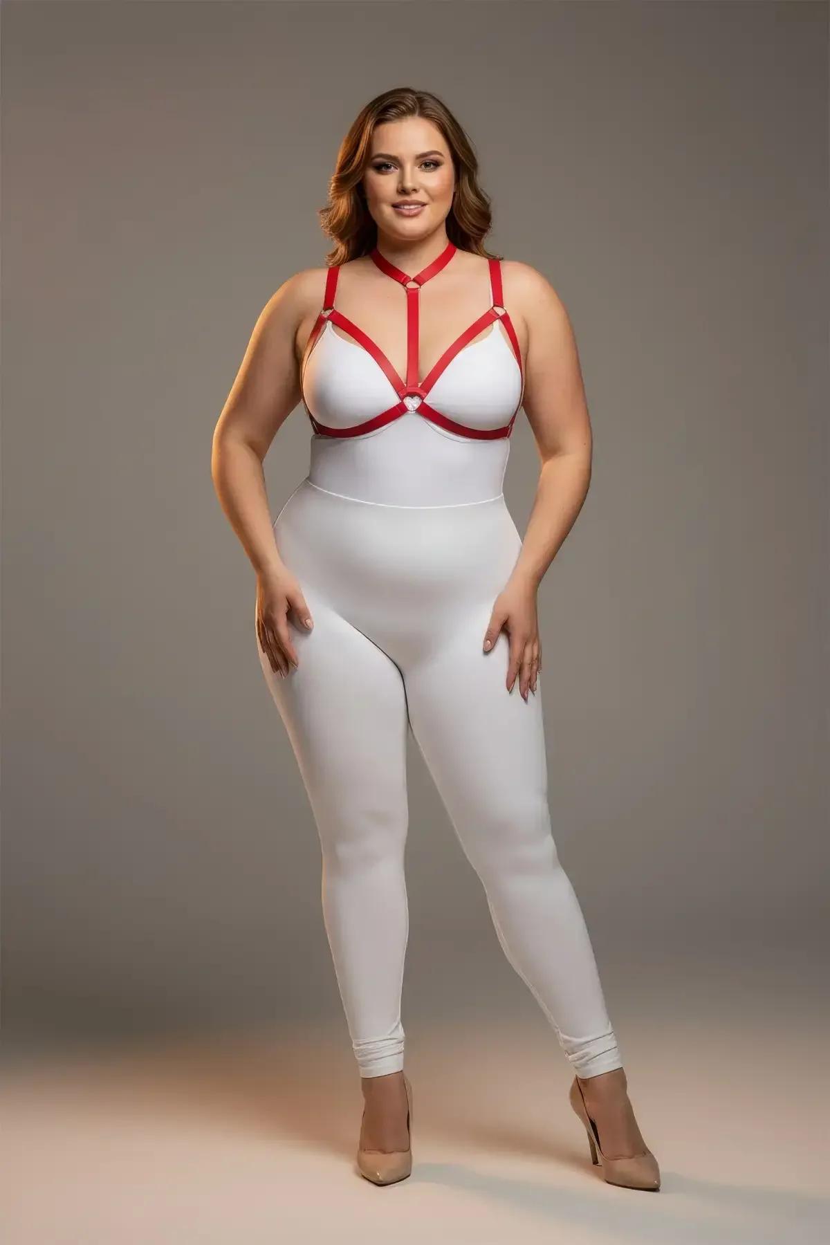 Strappy Red Harness with O-Ring Accents