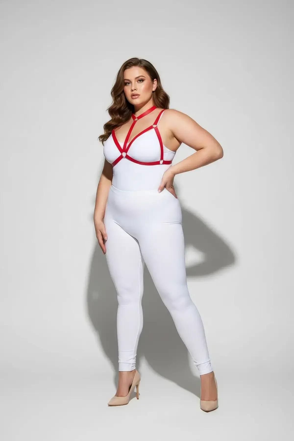 Strappy Red Harness with O-Ring Accents