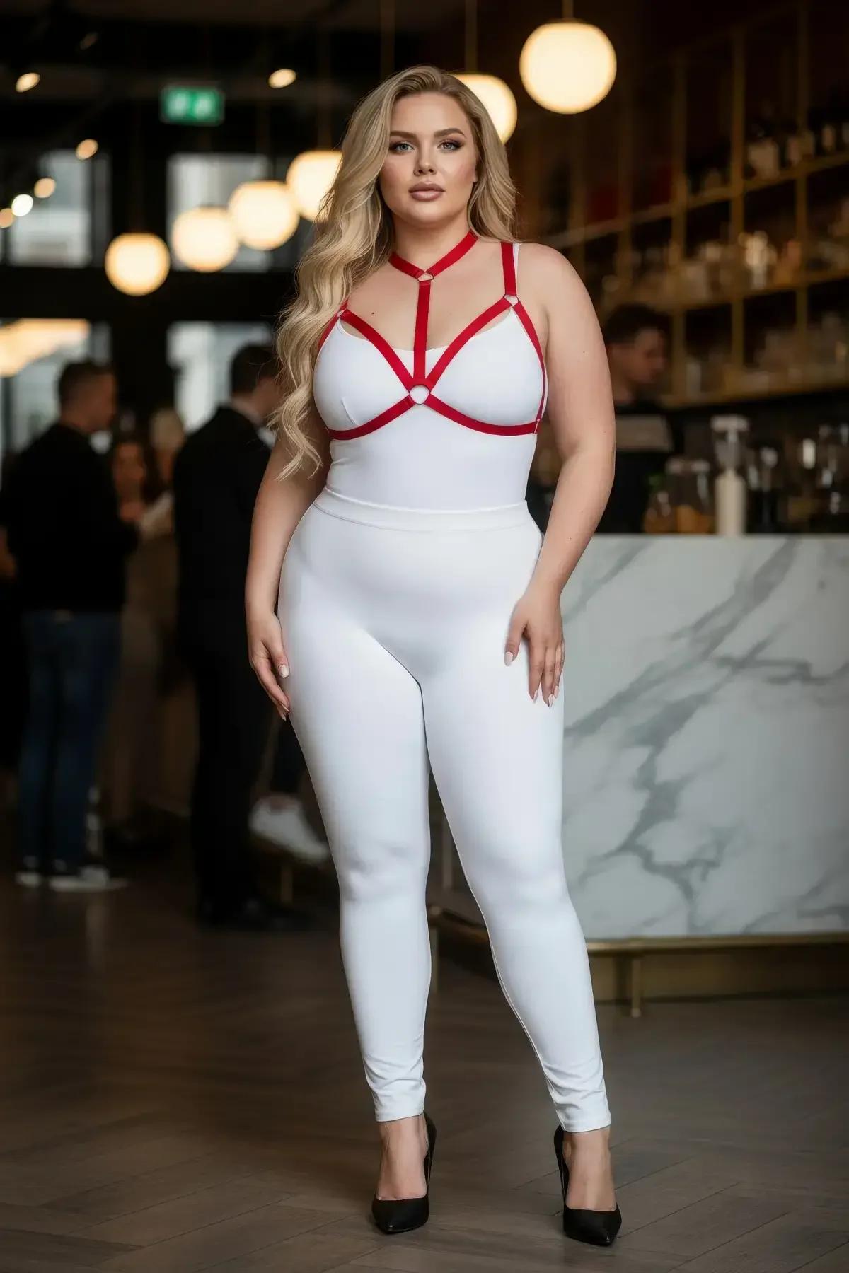 Strappy Red Harness with O-Ring Accents