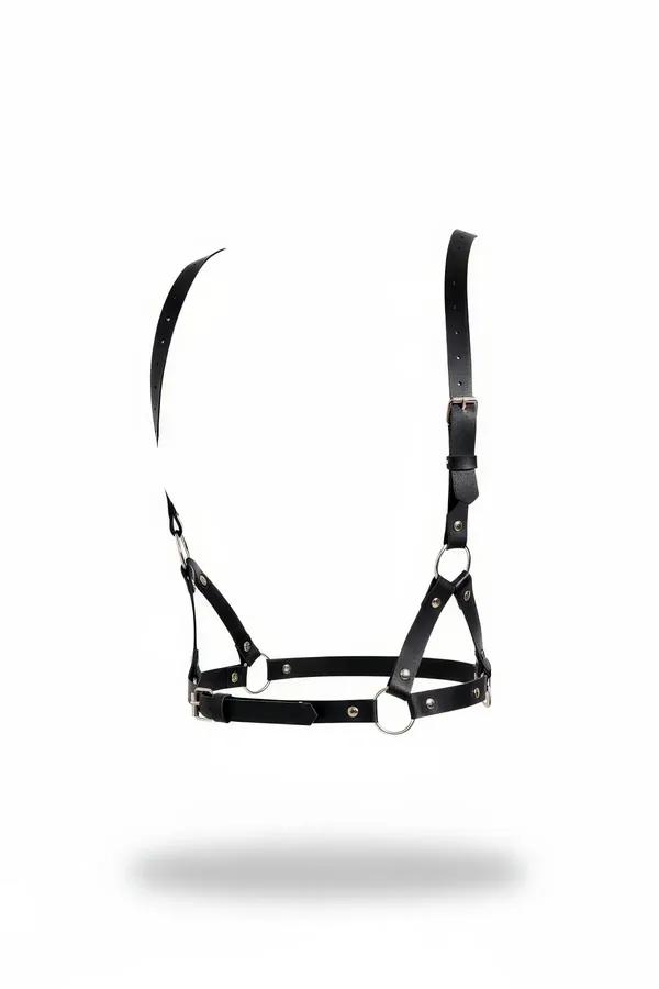 Adjustable Vegan Leather Chest Harness with O-Rings
