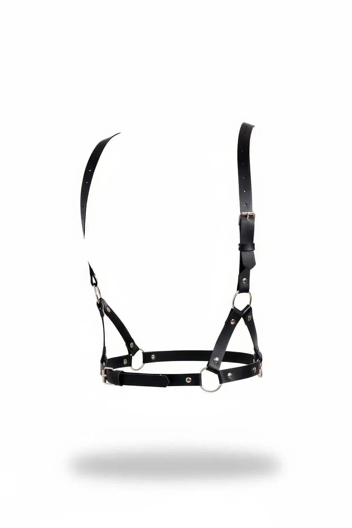 Adjustable Vegan Leather Chest Harness with O-Rings